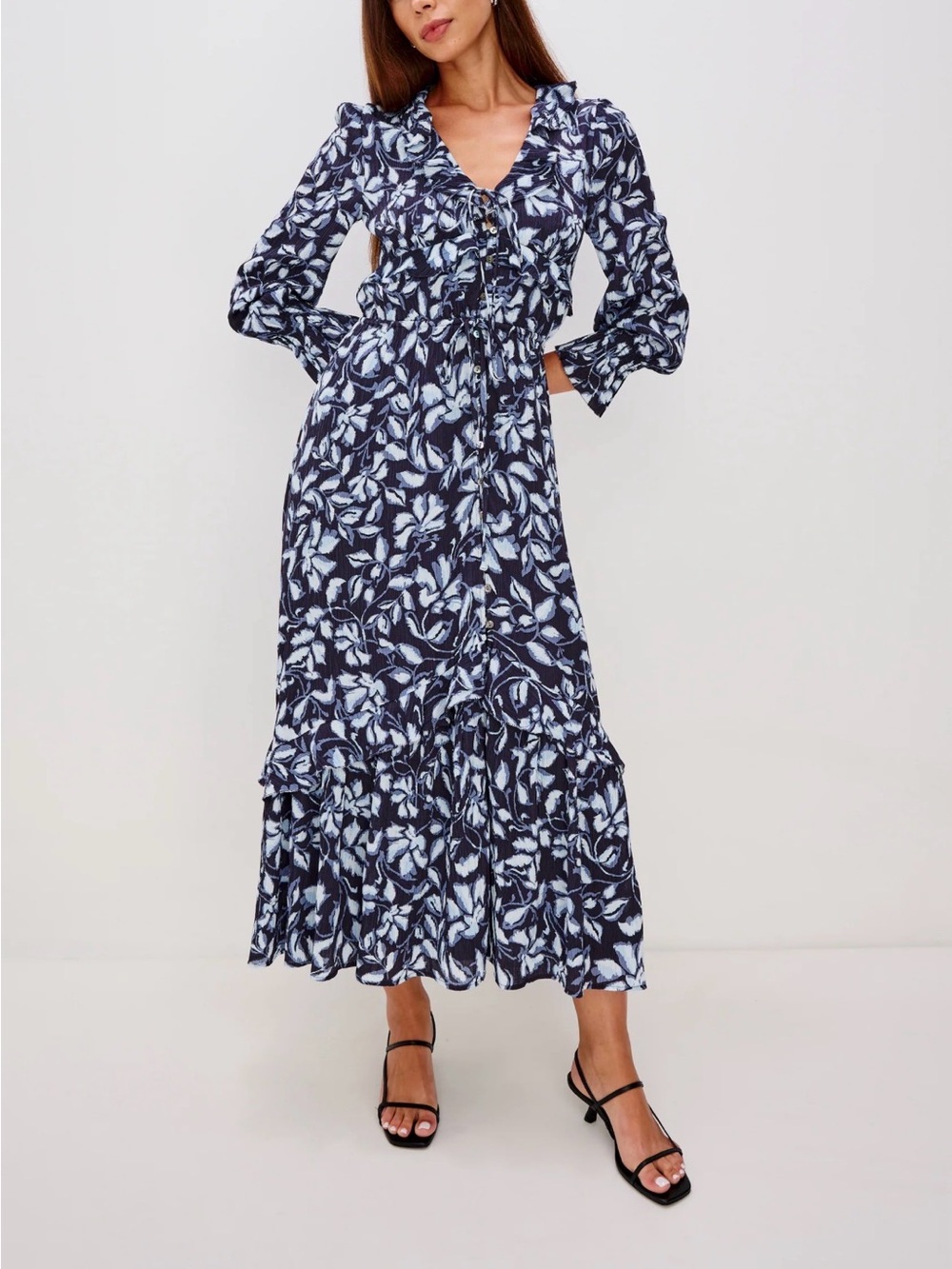 Rails Navy Floral Ruffle Maxi Dress (Betty)